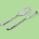 Vintage Italian Silver Plated Cake Server & Knife Set - Holly Flower Design
