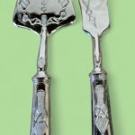 Vintage Italian Silver Plated Cake Server & Knife Set - Holly Flower Design