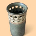 Vintage 1960s Jersey Pottery Vase, Mid Century Stoneware Porthole Pot