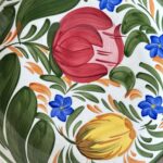 Vintage Wade Capri Plate, Hand Painted Tulip, Mid-Century Ceramic Serving Dish