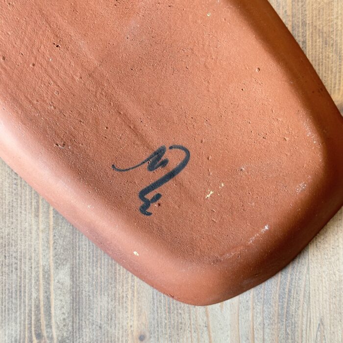 Vintage Studio Pottery Divided Dish, Mid-Century Terracotta Serving Tray, Green