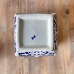 Vintage Chinese Ginger Jar, Square Blue & White Porcelain Jar with Gold Gilt