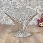 Vintage 1960s Crystal Fan Vase, Small Webb Corbett Art Deco Style Posy Vase