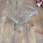 Vintage 1960s Crystal Fan Vase, Small Webb Corbett Art Deco Style Posy Vase