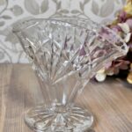 Vintage 1960s Crystal Fan Vase, Small Webb Corbett Art Deco Style Posy Vase