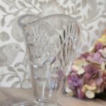 Vintage 1960s Crystal Fan Vase, Small Webb Corbett Art Deco Style Posy Vase