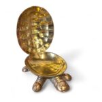 Vintage Brass Tortoise Trinket Box, Large 1970s Turtle Jewellery Dish, Hinged Lid