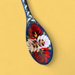 Vintage Hand Painted Canal Art Spoon, Traditional Bargeware Folk Art Decor