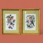 Pair of Framed C.F. Tunnicliffe Bird Prints, Vintage Chaffinch & Bullfinch Art