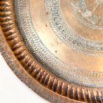 Antique Hand-Engraved Brass Tray, Islamic Indian Persian Style, Boho Home Decor