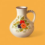 Vintage S. Mora Spanish Studio Pottery Jug, Hand Painted Folk Art Ceramic Vase