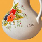 Vintage S. Mora Spanish Studio Pottery Jug, Hand Painted Folk Art Ceramic Vase