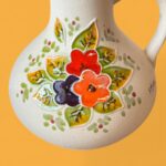 Vintage S. Mora Spanish Studio Pottery Jug, Hand Painted Folk Art Ceramic Vase