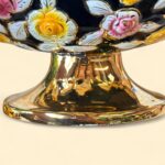 Vintage ELPA Alcobaça Tureen Set, Portuguese Majolica, Black & Gold Floral