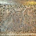 Vintage Indian Brass Tray, Hand Embossed Bird & Bee Motif, Rectangular Dish
