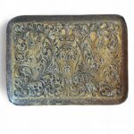 Vintage Indian Brass Tray, Hand Embossed Bird & Bee Motif, Rectangular Dish