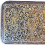 Vintage Indian Brass Tray, Hand Embossed Bird & Bee Motif, Rectangular Dish