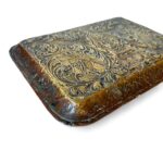 Vintage Indian Brass Tray, Hand Embossed Bird & Bee Motif, Rectangular Dish