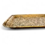 Vintage Indian Brass Tray, Hand Embossed Bird & Bee Motif, Rectangular Dish