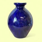 Large Vintage Cobalt Blue Studio Pottery Vase, Rustic Ceramic Statement Vase