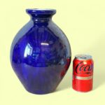 Large Vintage Cobalt Blue Studio Pottery Vase, Rustic Ceramic Statement Vase
