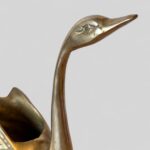 Vintage Brass Swan Planter, Mid Century Boho Desk Tidy, Made in India Ornament