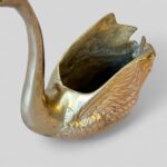 Vintage Brass Swan Planter, Mid Century Boho Desk Tidy, Made in India Ornament