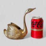 Vintage Brass Swan Planter, Mid Century Boho Desk Tidy, Made in India Ornament