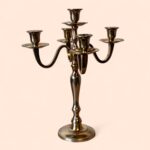 Large 5-Arm Gold Candelabra, Traditional Metal Candlestick Holder, Table Centrepiece