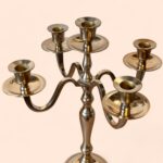Large 5-Arm Gold Candelabra, Traditional Metal Candlestick Holder, Table Centrepiece