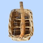 Vintage 6 Bottle Wicker Wine Carrier, Handmade Willow Picnic Basket