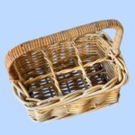 Vintage 6 Bottle Wicker Wine Carrier, Handmade Willow Picnic Basket