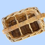 Vintage 6 Bottle Wicker Wine Carrier, Handmade Willow Picnic Basket