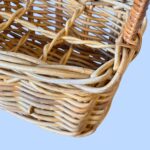 Vintage 6 Bottle Wicker Wine Carrier, Handmade Willow Picnic Basket