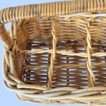 Vintage 6 Bottle Wicker Wine Carrier, Handmade Willow Picnic Basket