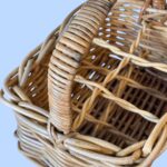Vintage 6 Bottle Wicker Wine Carrier, Handmade Willow Picnic Basket