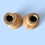 Vintage Spalted Wood Candlestick Pair, Handmade Rustic Barley Twist Taper Holders
