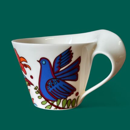 Villeroy & Boch Acapulco New Wave Mug, Large Cafe Au Lait Cup, Retro Bird China