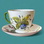 Royal Collection Botanical Teacup & Saucer, Chelsea Fine Bone China, Made in England