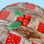 Vintage 60s Ceramic Cherry Pie Dish, Retro Pie Keeper with Lattice Lid