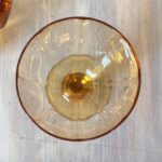 Vintage 1970s Amber Glass Pitcher Set, Retro French Style Water Jug & 4 Goblets