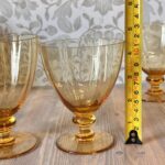 Vintage 1970s Amber Glass Pitcher Set, Retro French Style Water Jug & 4 Goblets
