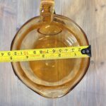 Vintage 1970s Amber Glass Pitcher Set, Retro French Style Water Jug & 4 Goblets