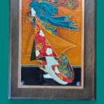 Vintage 1970s Greek Copper Enamel Wall Art, AETHRA Pair, Chinoiserie Plaques