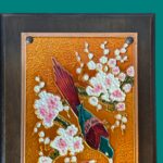 Vintage 1970s Greek Copper Enamel Wall Art, AETHRA Pair, Chinoiserie Plaques