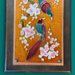 Vintage 1970s Greek Copper Enamel Wall Art, AETHRA Pair, Chinoiserie Plaques