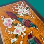 Vintage 1970s Greek Copper Enamel Wall Art, AETHRA Pair, Chinoiserie Plaques