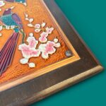 Vintage 1970s Greek Copper Enamel Wall Art, AETHRA Pair, Chinoiserie Plaques