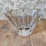 Orrefors Orion Crystal Bowl, Lars Hellsten Signed 80s Swedish Glass Votive Holder