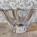 Orrefors Orion Crystal Bowl, Lars Hellsten Signed 80s Swedish Glass Votive Holder